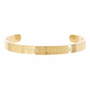 Retro 18kt Gold City Engraved Cuff Bracelet New York Miami San Francisco
